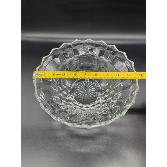 Colony Whitehall Clear 3 Footed Bowl Indiana Glass Cube Pattern - Picture 4 of 5